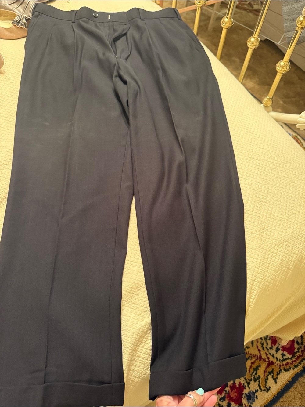 Geoffrey Beene Men's Black Dress Pants - Classic Pleated Trousers